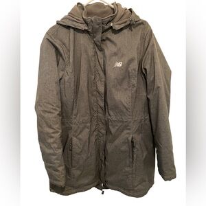 LIKE NEW!NEW BALANCE GRAY HOODED PUFFER JACKET INTERIOR DRAWSTRING WAIST SIZE XL
